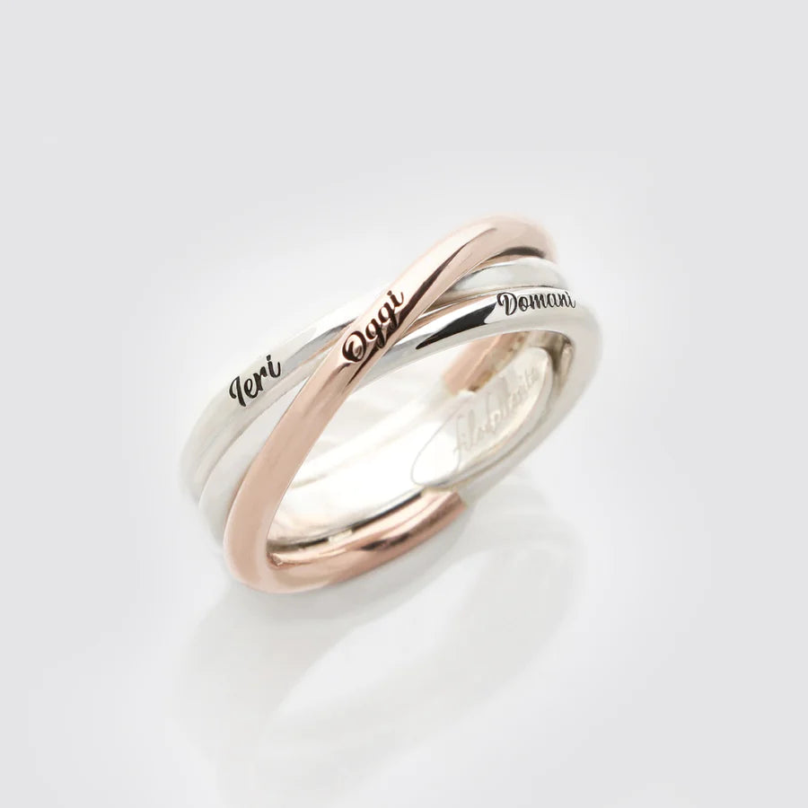 FILODELLAVITA, 3 FILI IN ORO ROSA 9KT E ARGENTO 925