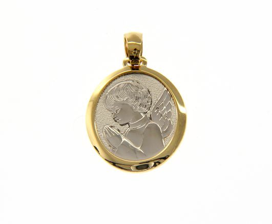 Medaglia Angelo in Oro Giallo e Bianco 18kt