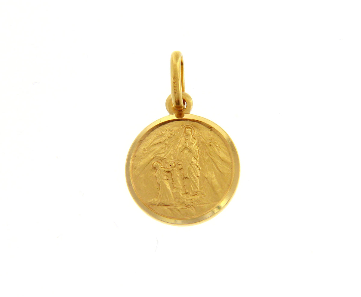 Madonna of Lourdes medal in 18kt yellow gold mm. 13