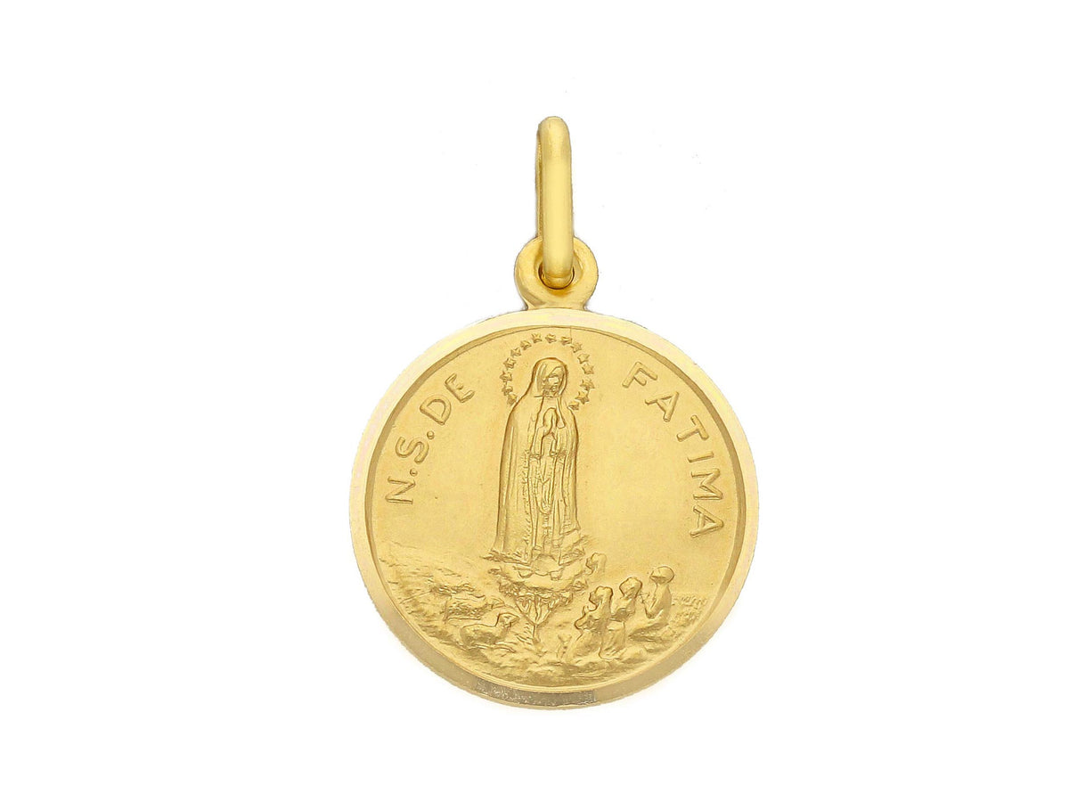 Medaglia MaDonna di Fatima in Oro Giallo 18kt mm. 17