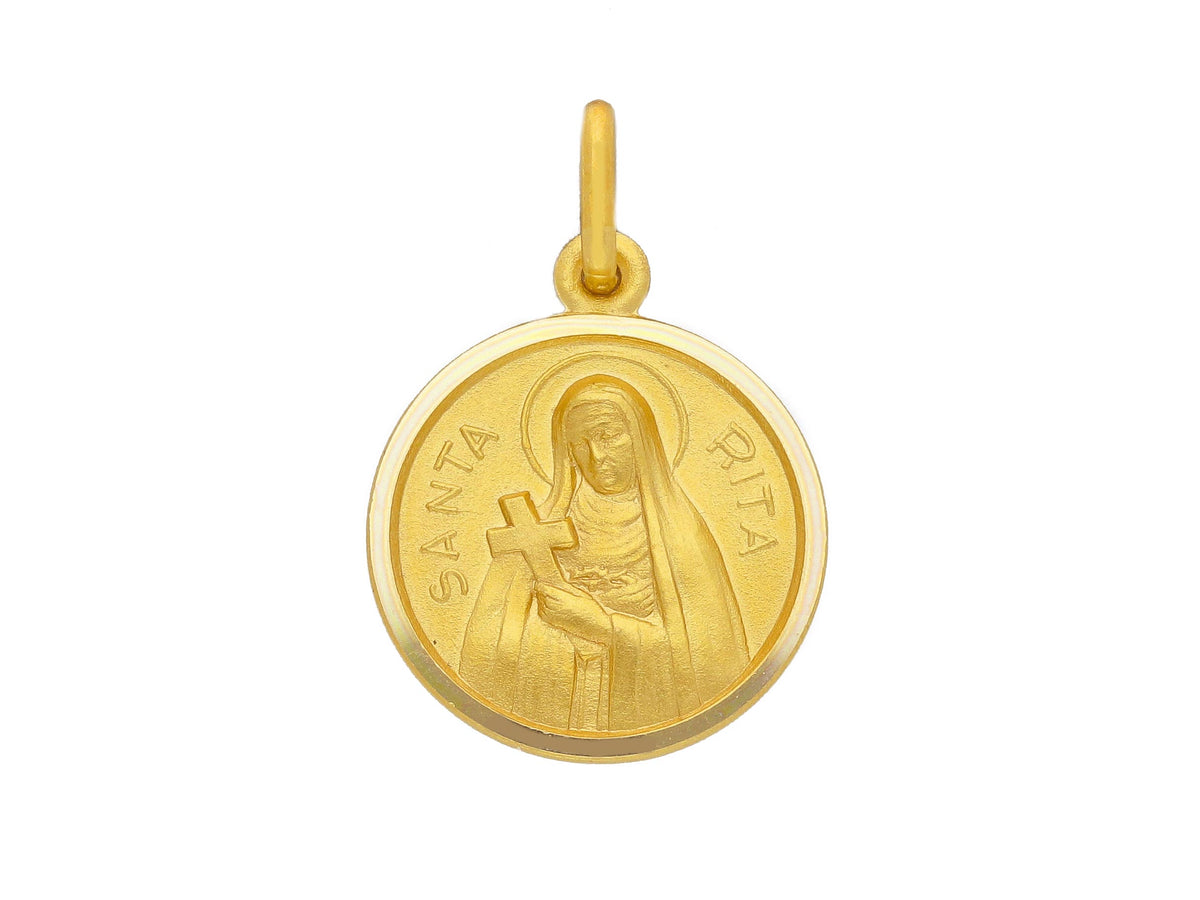 St. Rita medal in 18kt yellow gold mm. 17