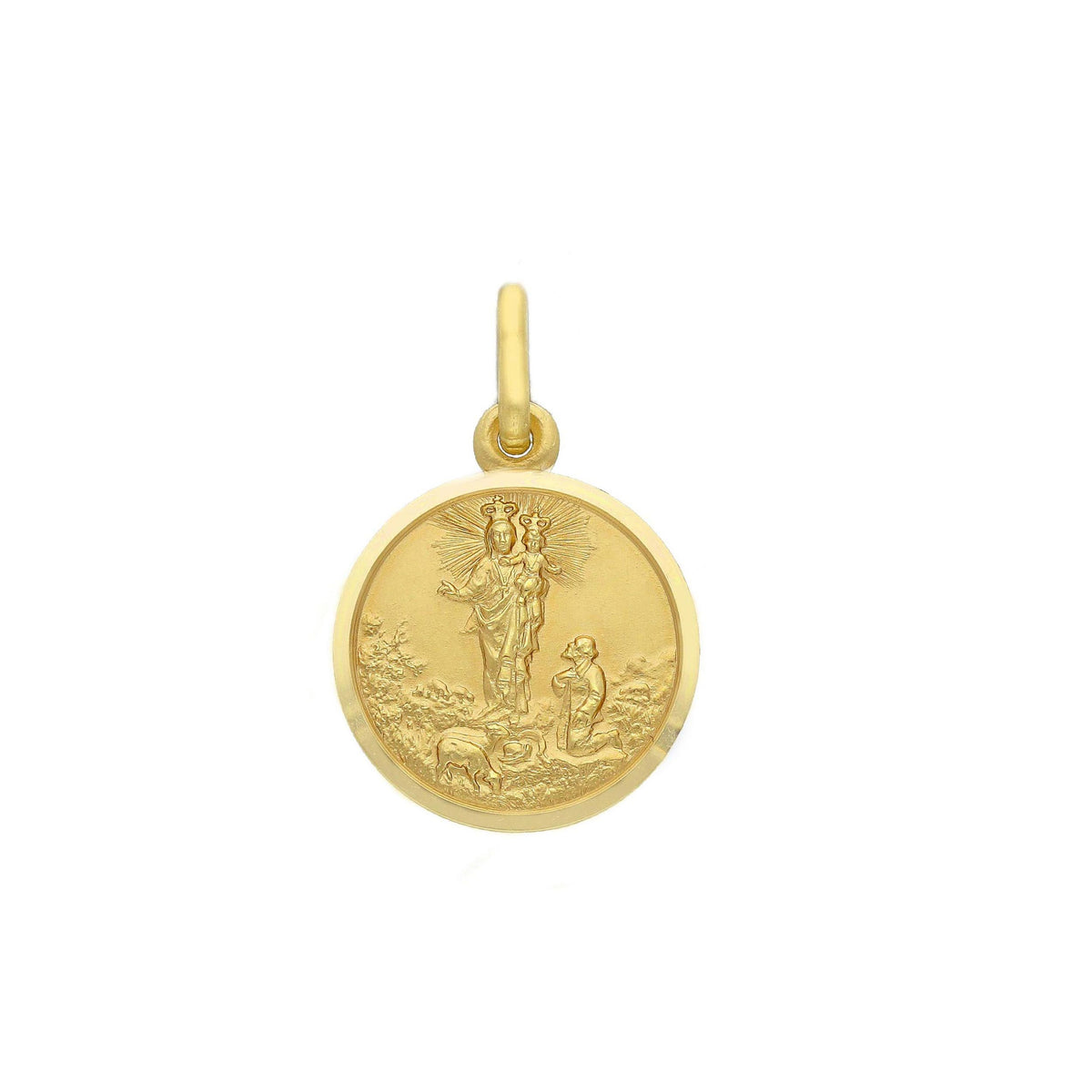 Madonna of Lourdes medal in 18kt yellow gold mm. 11
