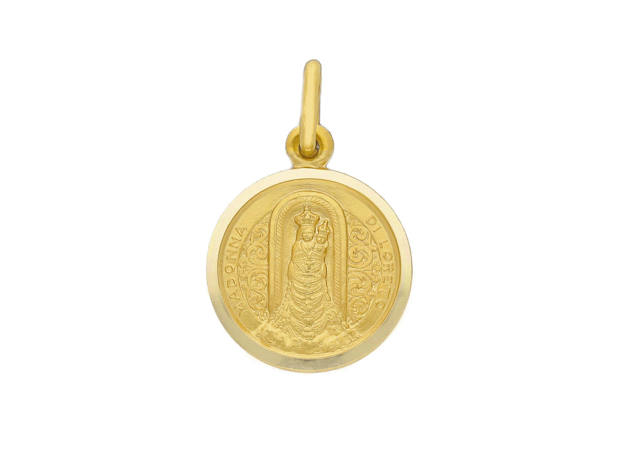 Madonna of Loreto medal in 18kt yellow gold mm. 15
