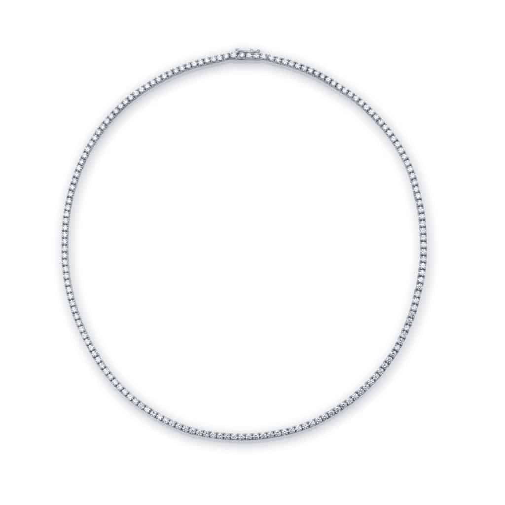 Poetry Saturn Tennis Necklace in White Gold and Diamonds 3.90 ct