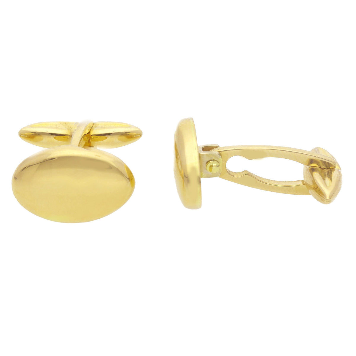 Oval Cufflinks Lined in 18kt Yellow Gold