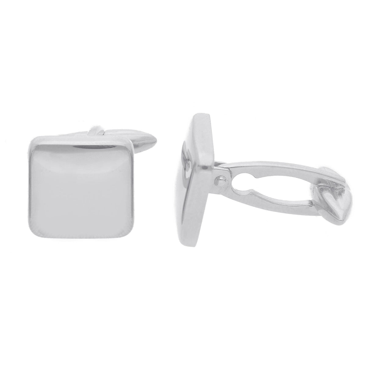 Square Cufflinks Lined in 18kt White Gold