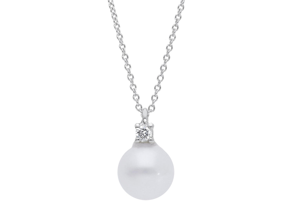 Choker with Diamond and Fresh Water Pearl 6.5 x 7 mm