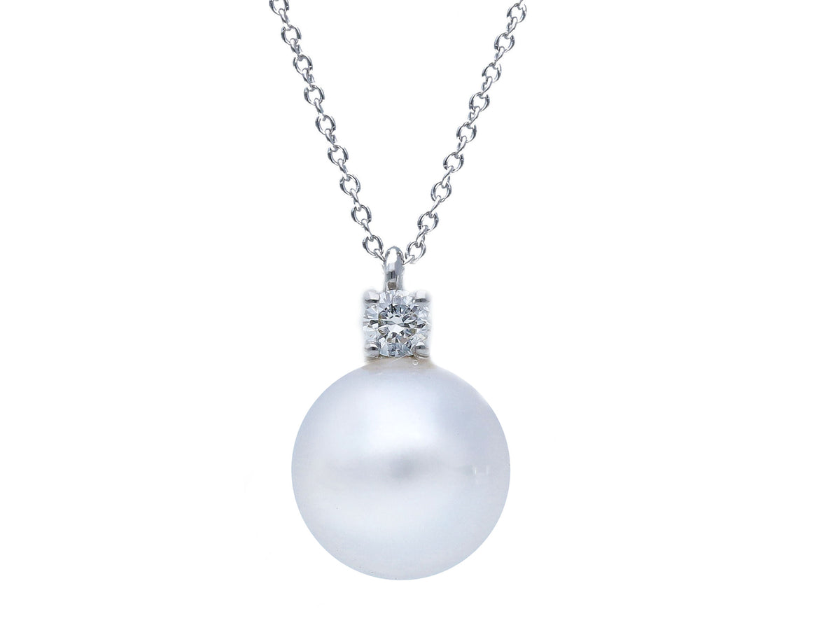 Choker with Diamond and Fresh Water Pearl mm 8.5 x 9