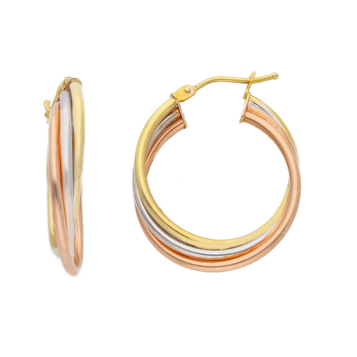 Orecchini Oro Giallo, Bianco e Rosa 18kt cm 2