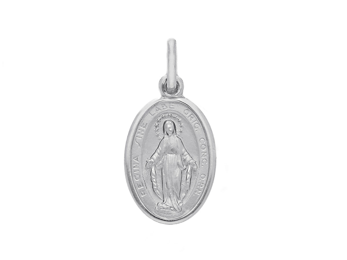 Miraculous Madonna Medal in 18kt White Gold 12x16 mm
