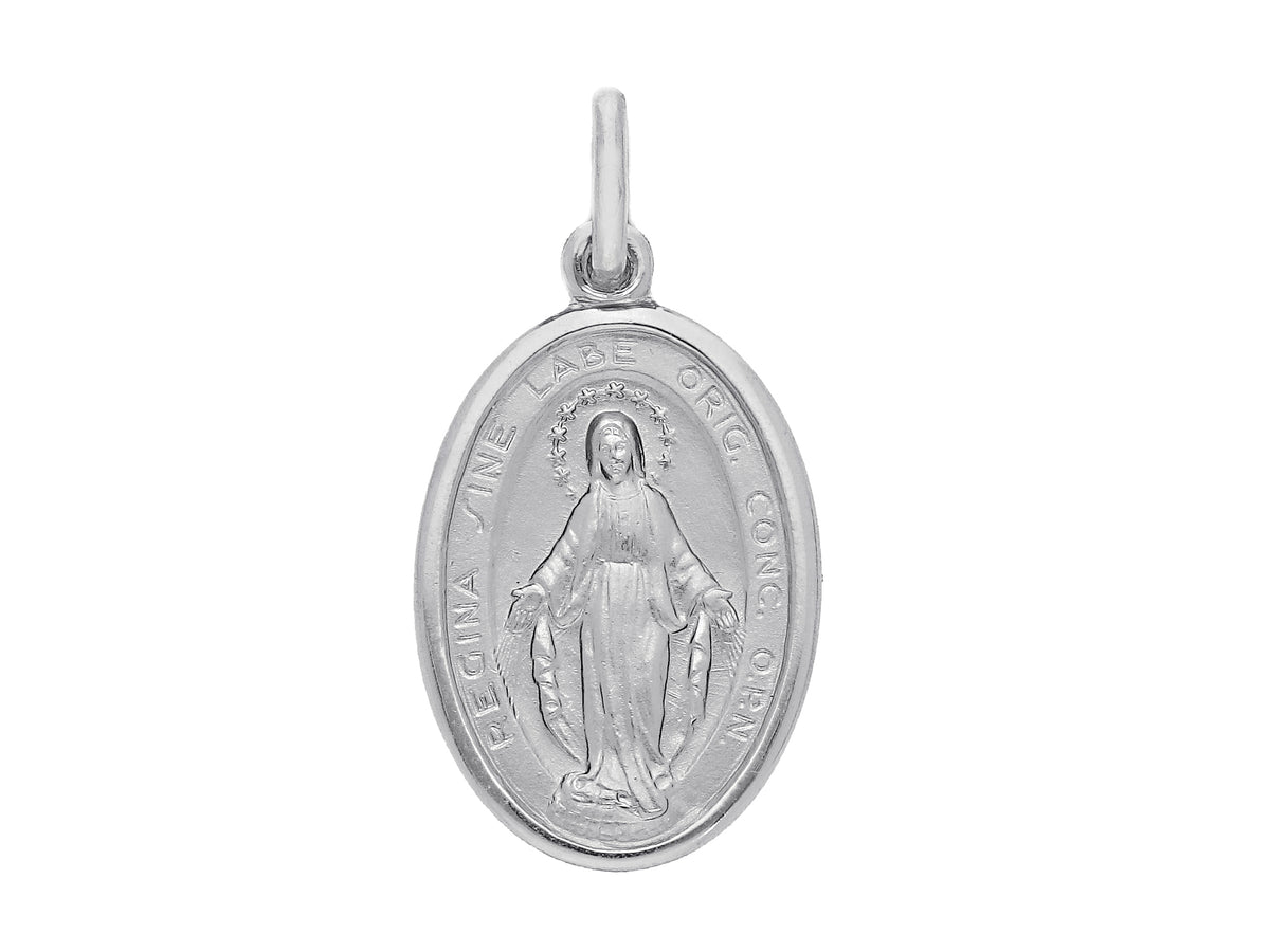Madonna Miraculous Medal in 18kt White Gold 14x19 mm