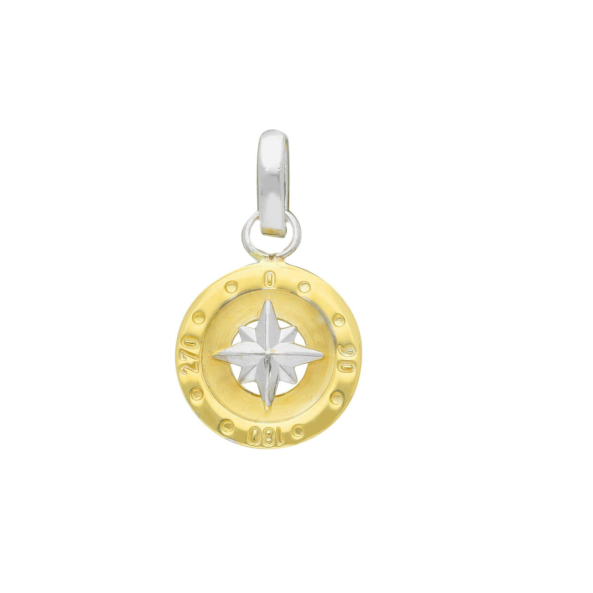 Compass Rose Pendant in 18kt Yellow and White Gold