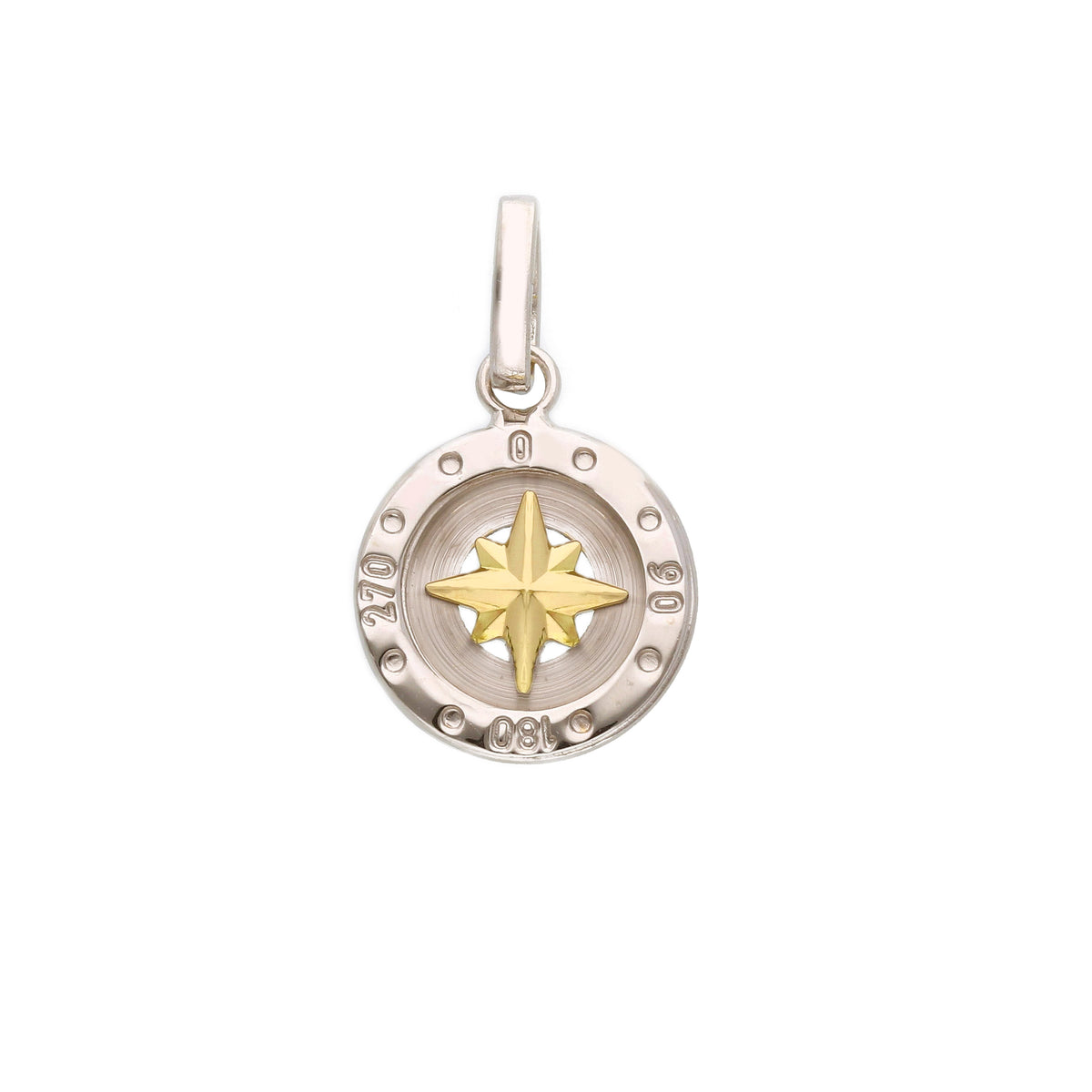 Compass Rose Pendant in 18kt White and Yellow Gold