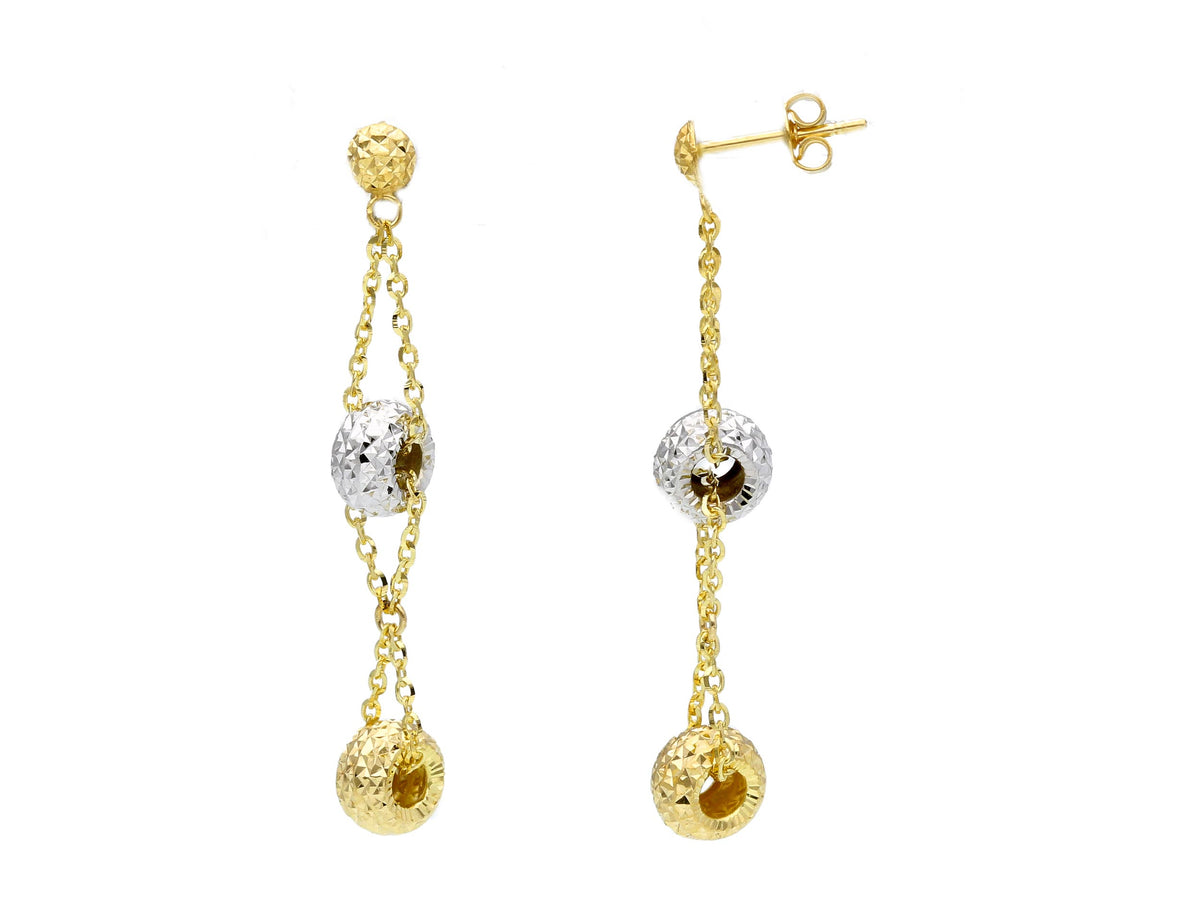 Maiocchi Gold Orecchini Pendenti con Palline Oro Giallo e Bianco 18kt