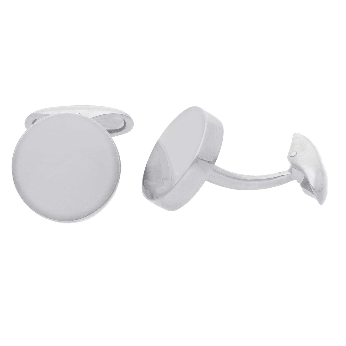 Round Cufflinks Lined in 18kt White Gold