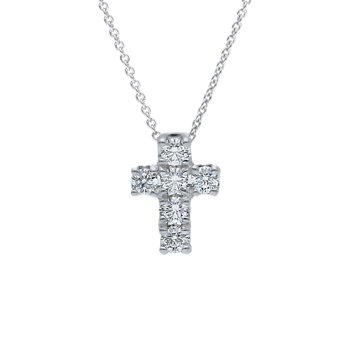 Girocollo Croce Oro Bianco e Diamanti ct 0,46