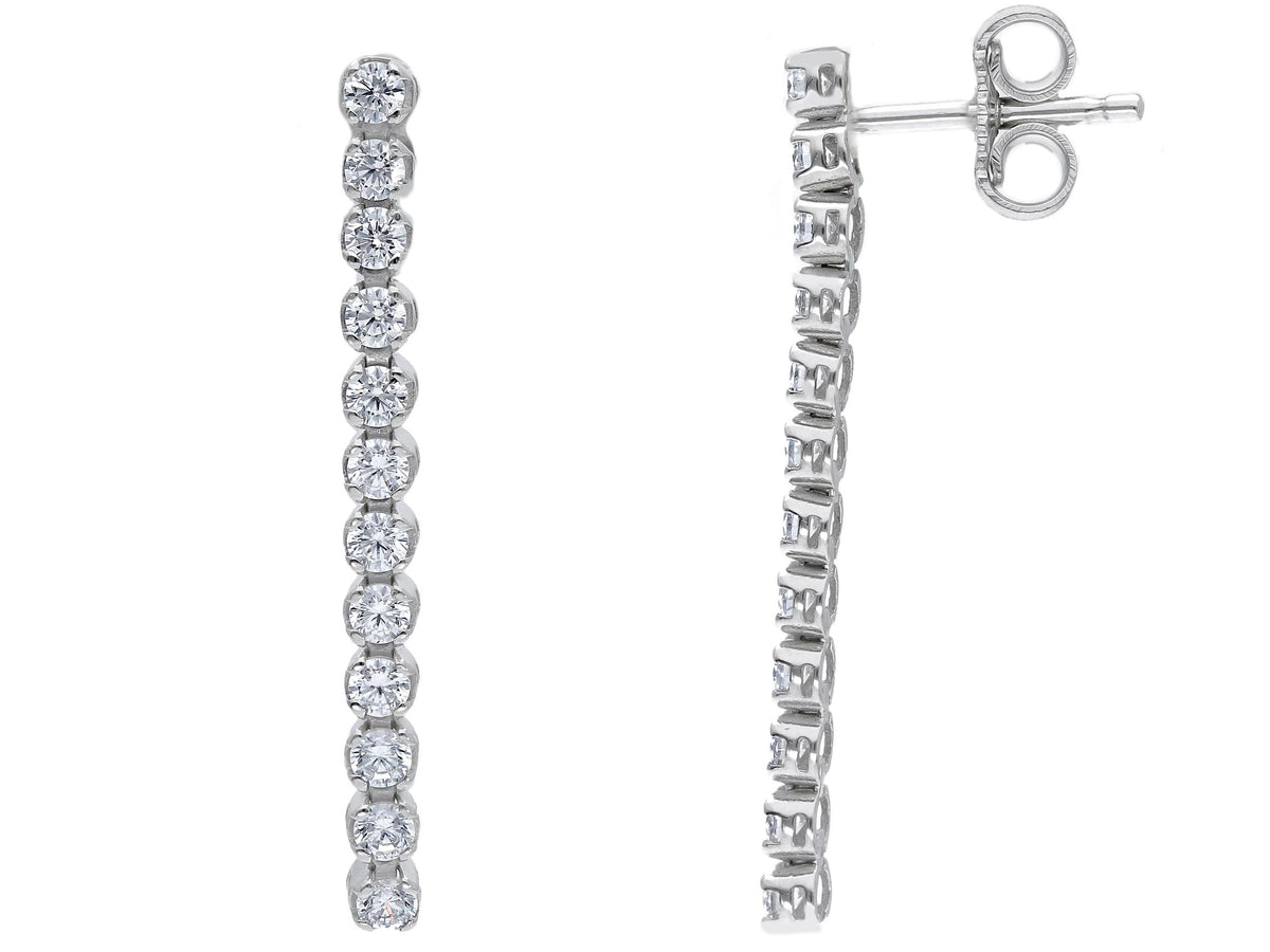 Maiocchi Gold Tennis Earrings in 18kt White Gold and Zircons