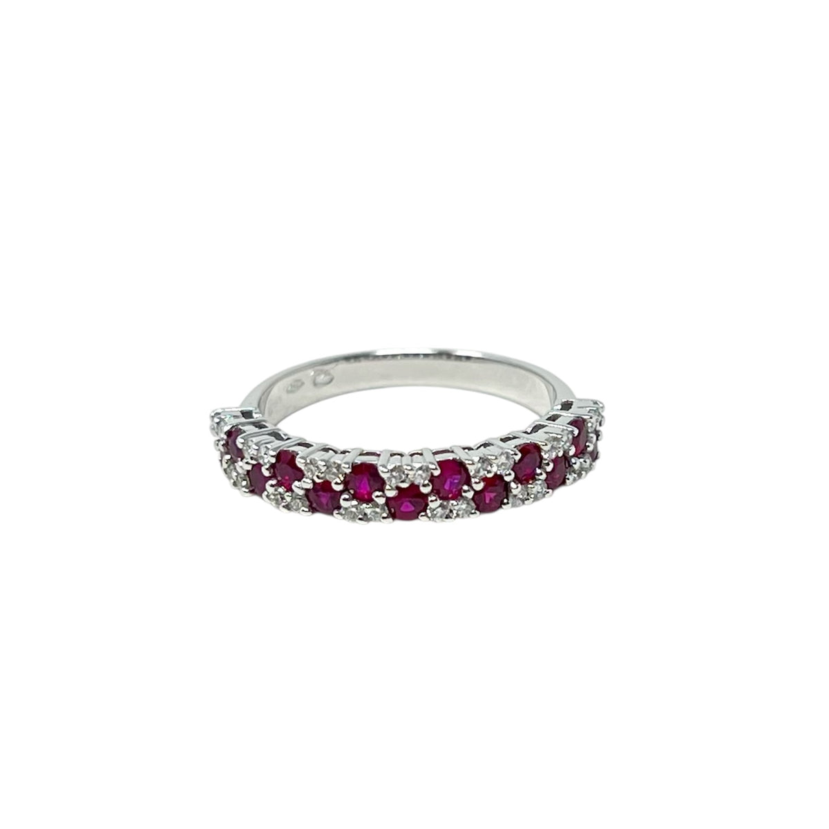 Quaglia Anello Oro Bianco Diamanti e Rubini H330