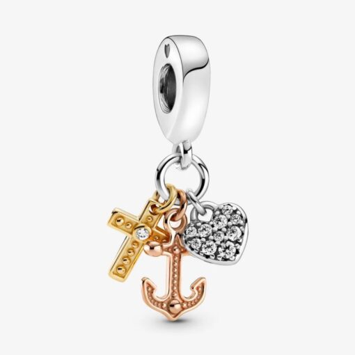 Pandora Tricolor Cross, Heart and Anchor Charm 799354C01