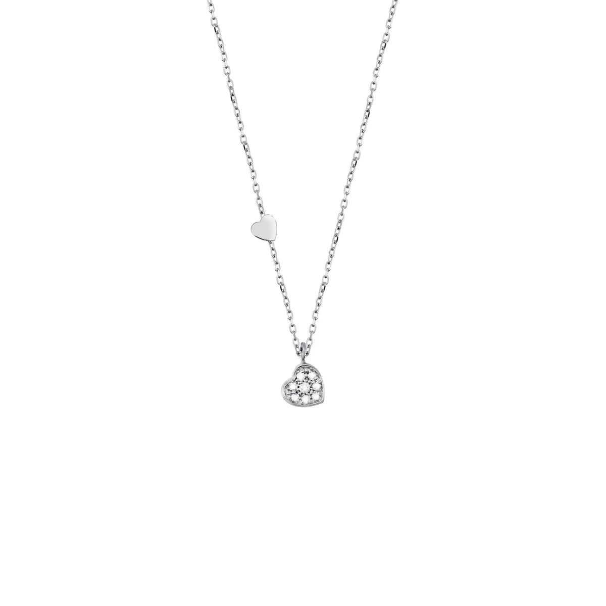 Salvini Be Happy Heart Necklace in 9kt White Gold and Diamonds