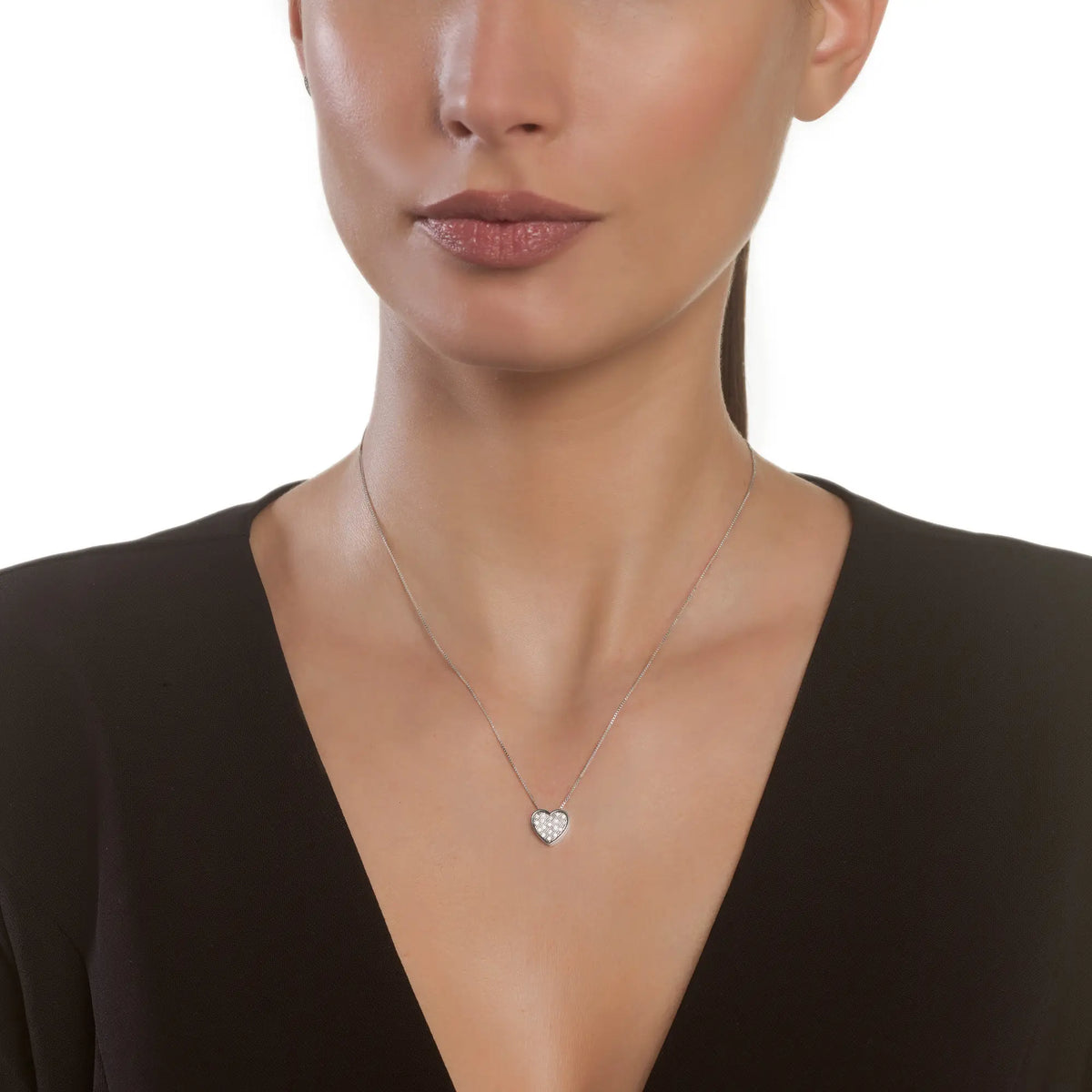 Salvini I Segni Heart Necklace in White Gold and Diamonds 0.07 ct