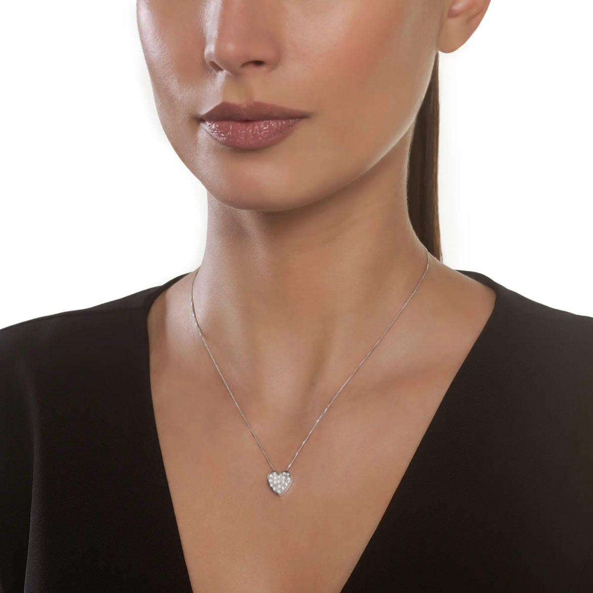 Salvini I Segni Heart Necklace in White Gold and Diamonds 0.17 ct