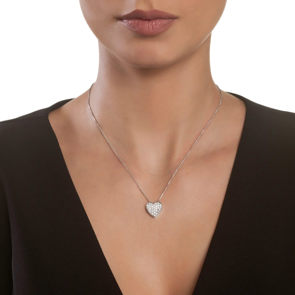 Salvini I Segni Heart Necklace in White Gold and Diamonds 0.37 ct