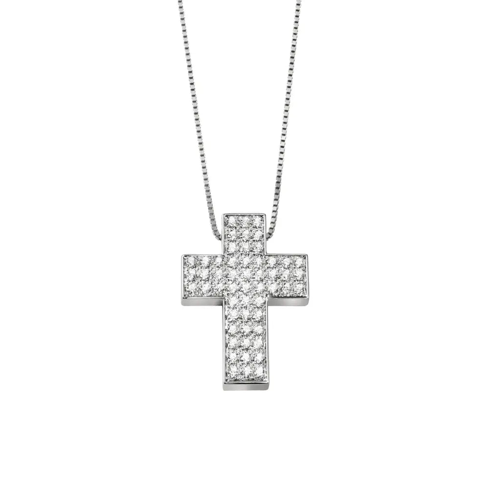 Salvini Necklace The Signs of the Cross in White Gold and Diamonds ct 0.54 G