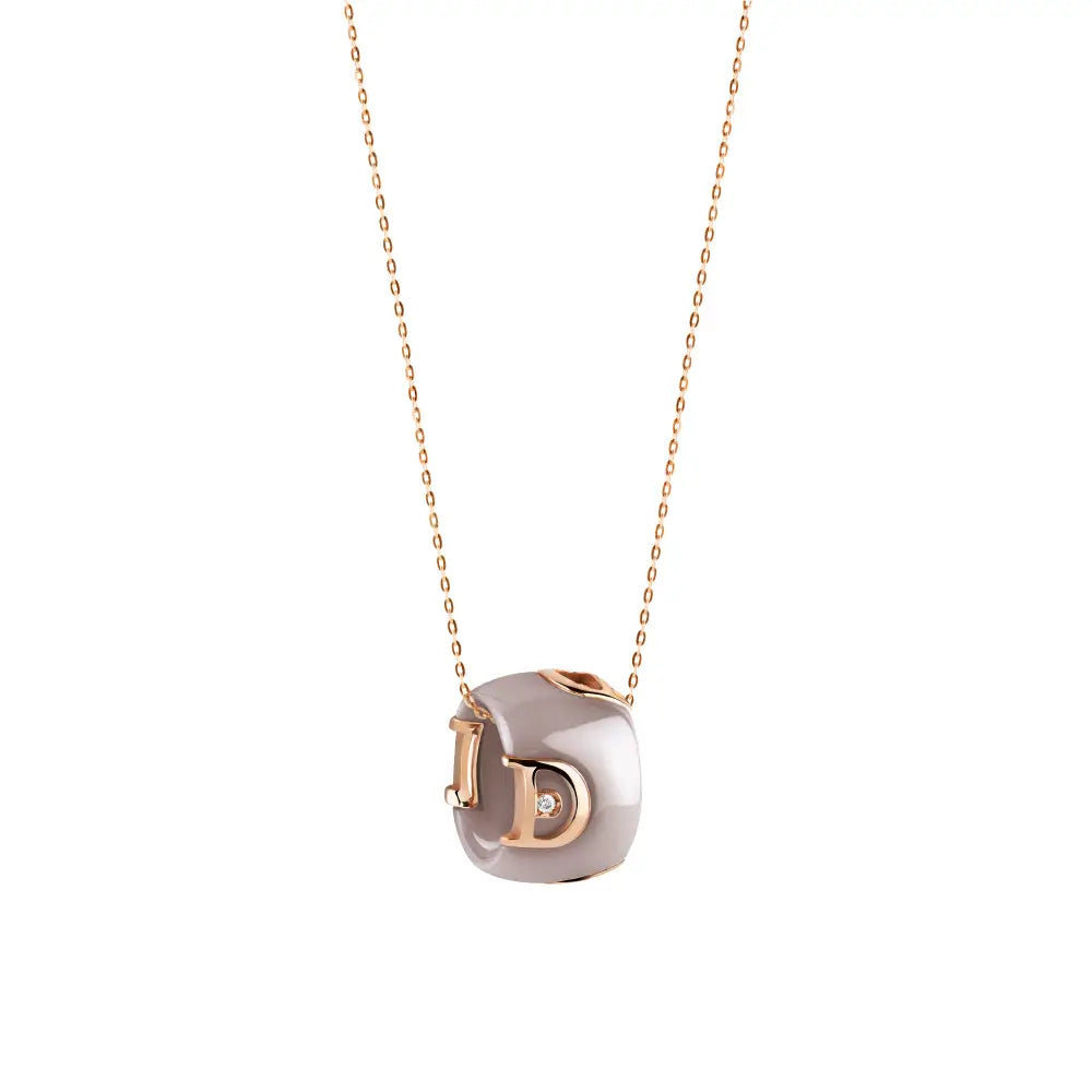 Damiani D.Icon Necklace in White Ceramic, Rose Gold and Diamond