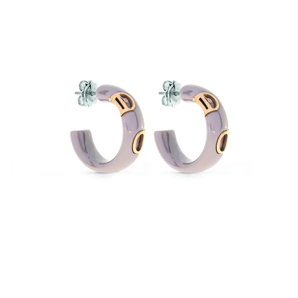 Damiani Orecchini D.Icon in Ceramica Cappuccino , Oro Rosa e Diamante