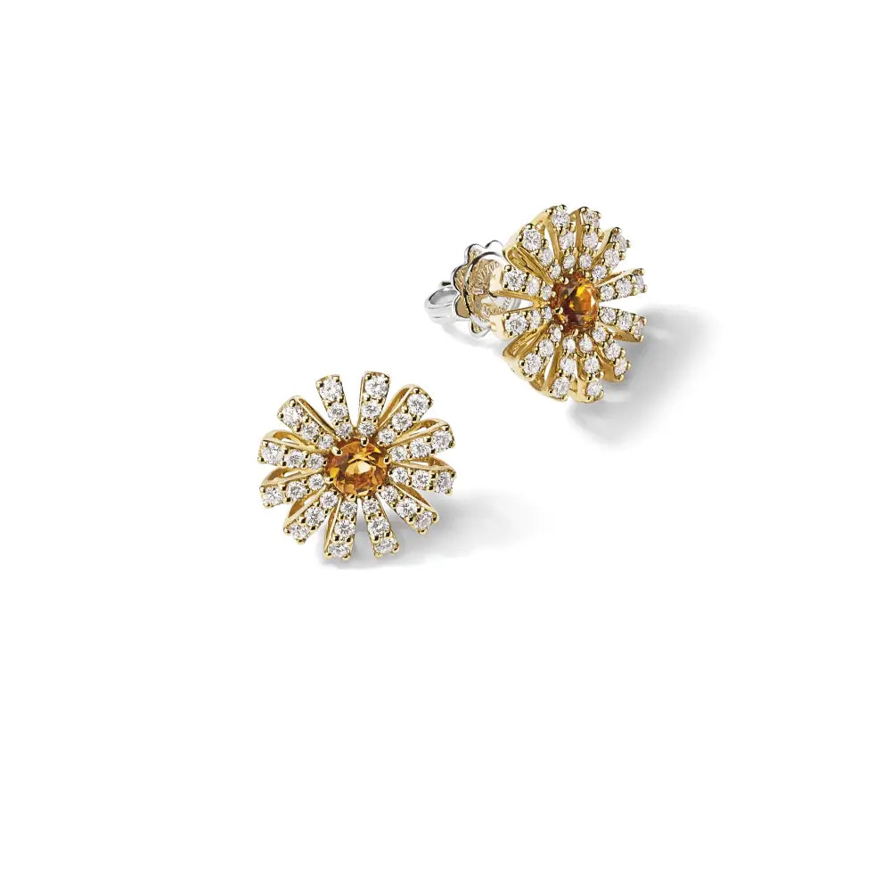 Damiani Orecchini Margherita in Oro Giallo, Quarzo Citrino e Diamanti