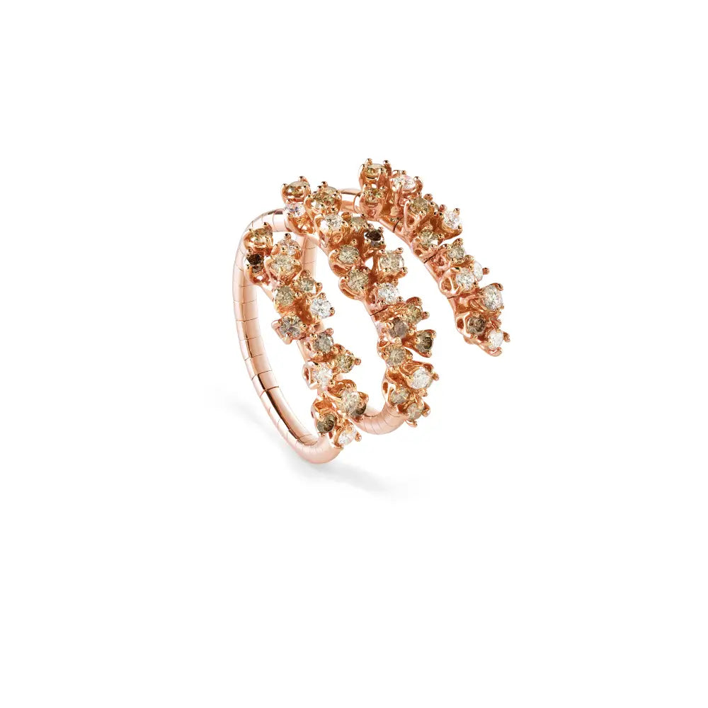 Damiani Anello Mimosa in Oro Rosa Diamanti Bianchi e Brown