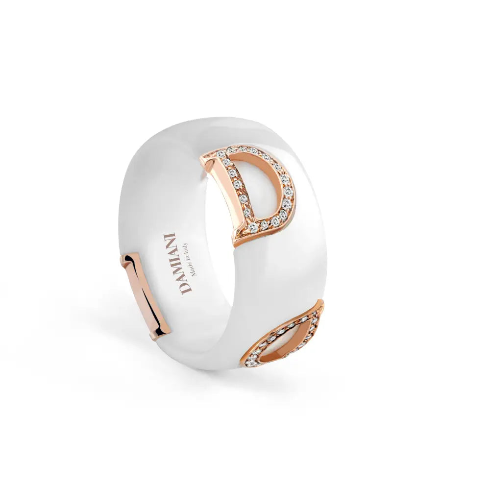 Damiani D.Icon Ring in Brown Ceramic, Rose Gold and Diamonds