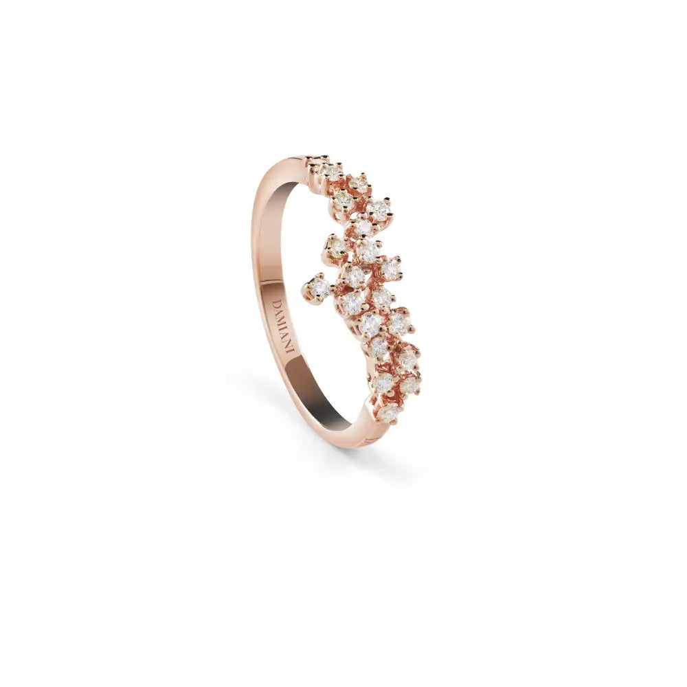 Damiani Anello Mimosa in Oro Rosa e Diamanti Bianchi