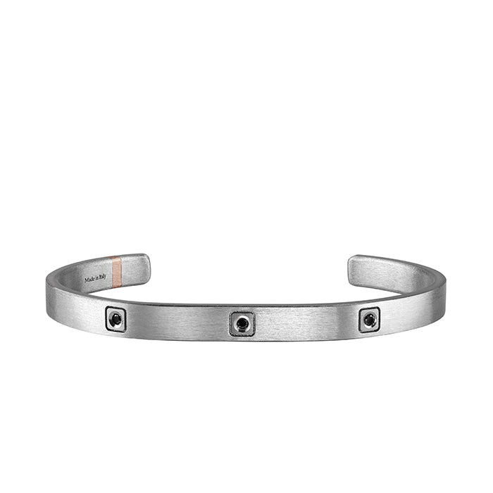 Salvini Bracciale Titanio Oro Rosa e Diamanti Black