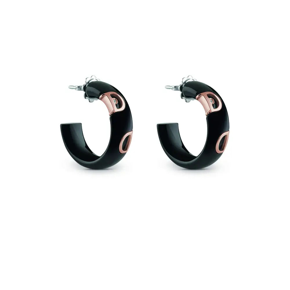 Damiani Orecchini D.Icon in Ceramica Nera, Oro Rosa e Diamante