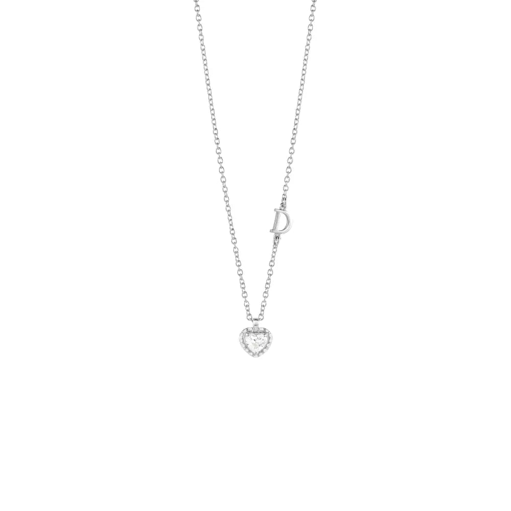 Damiani Collana Punto Luce Minou in Oro Bianco e Diamante taglio Cuore ct 0,30 G