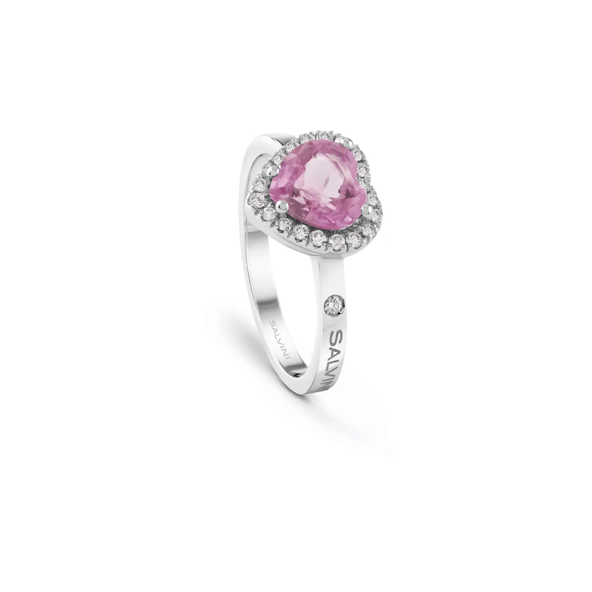 Salvini Anello Sorrento Oro Bianco Zaffiro Rosa e Diamanti