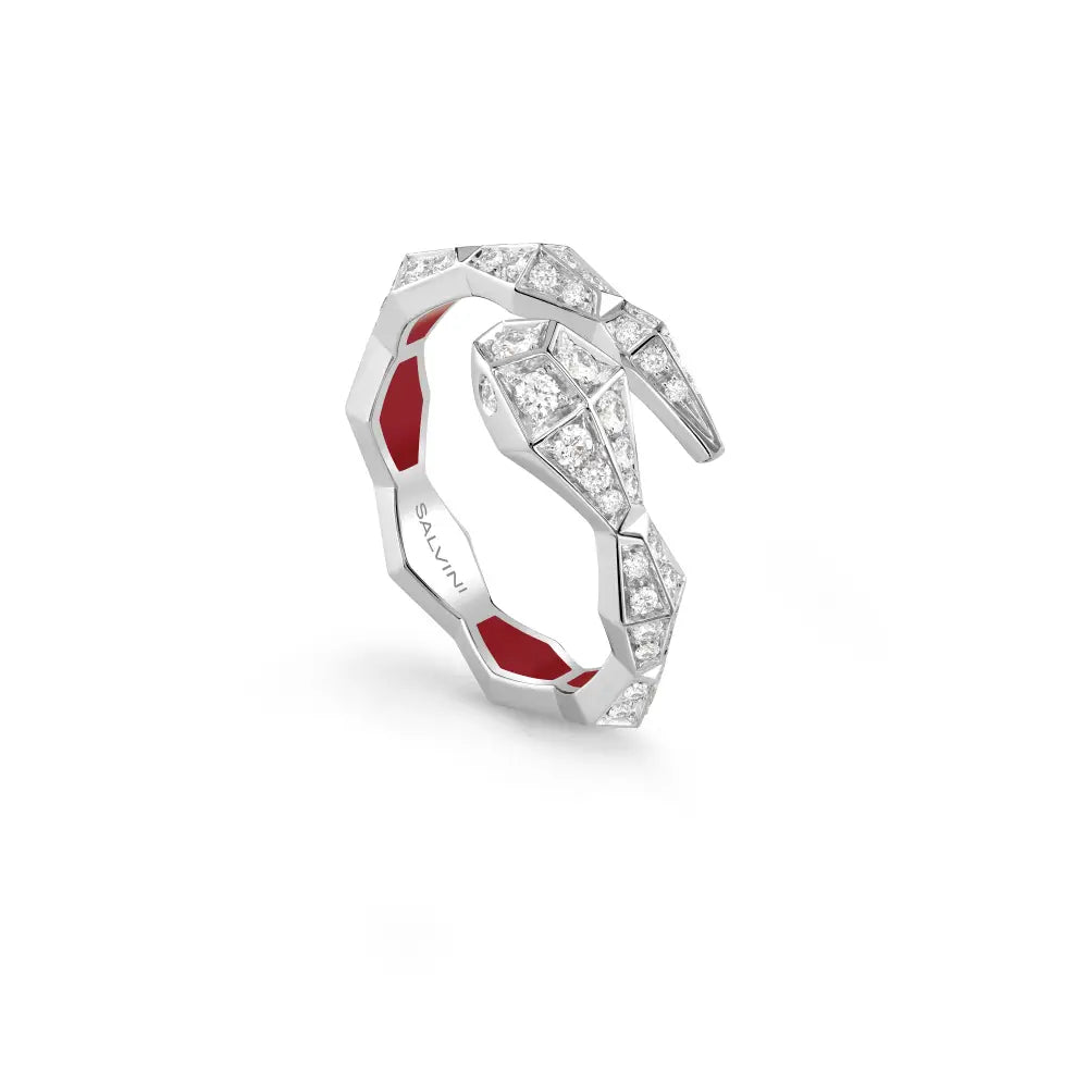 Salvini Anello EVA Oro Bianco, Diamanti e Hybrid Ceramic Rossa