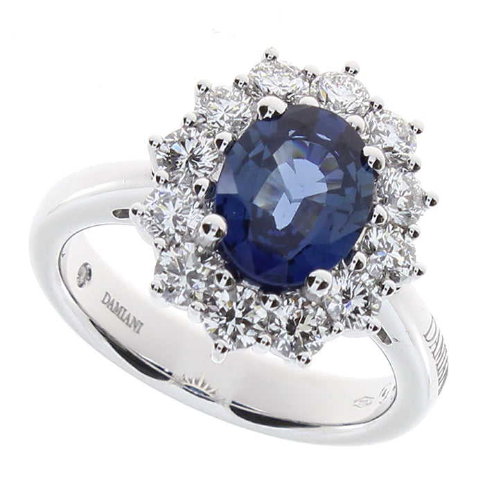 Damiani Ring in White Gold with Diamonds and Sapphire 2.41