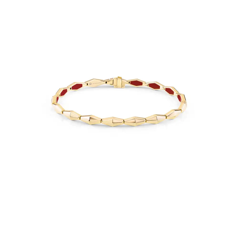 Salvini EVA Yellow Gold and Red Hybrid Ceramic Bracelet