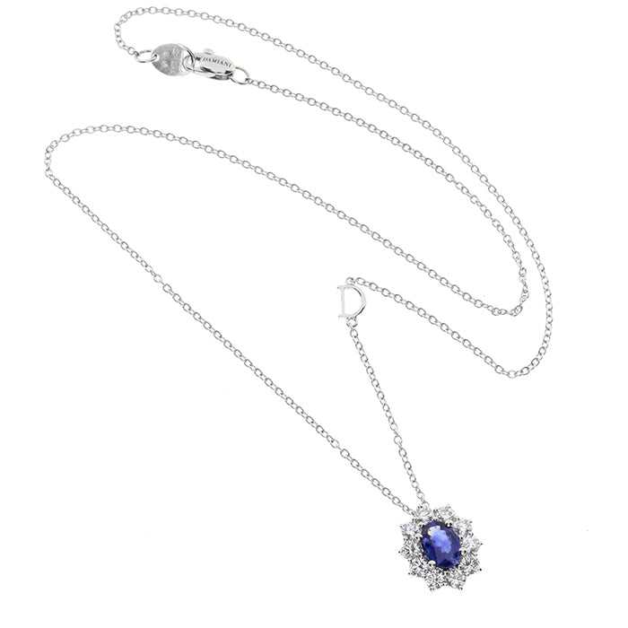 Damiani Necklace in White Gold, Diamonds and Sapphire 0.94 ct