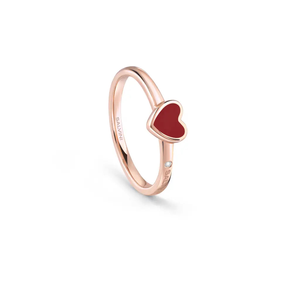 Salvini Ring I Segni Cuore Rose Gold and Hybrid Ceramic Red