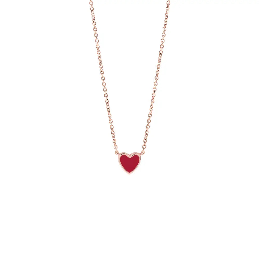Salvini Signs Heart Necklace Rose Gold and Hybrid Ceramic Red