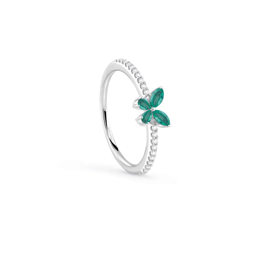 Salvini Libera Ring in White Gold with Emeralds and Diamonds