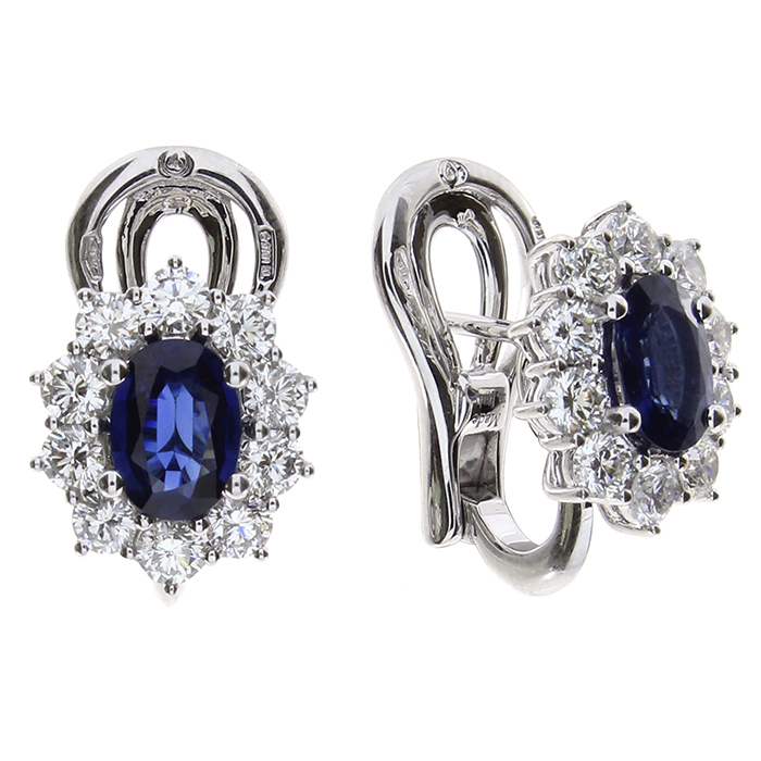 Damiani White Gold Earrings with Diamonds and Sapphires
