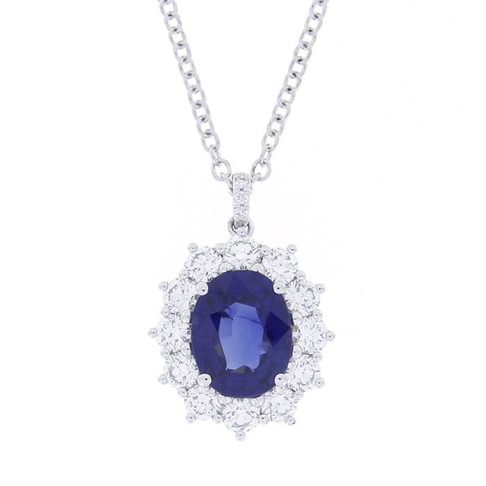 Damiani Necklace in White Gold, Diamonds and Sapphire 2.26 ct