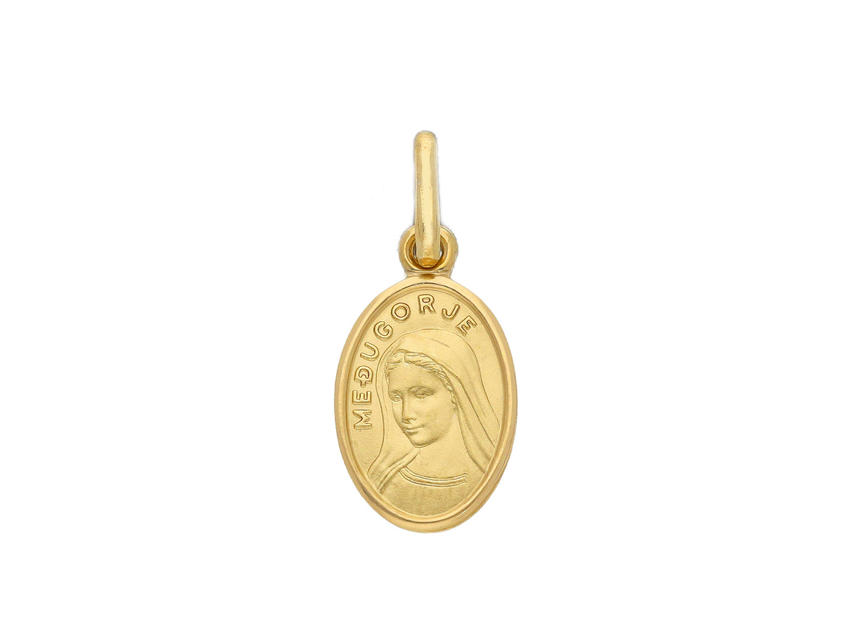 Madonna of Medjugorje Medal in 18kt Yellow Gold 9x12 mm