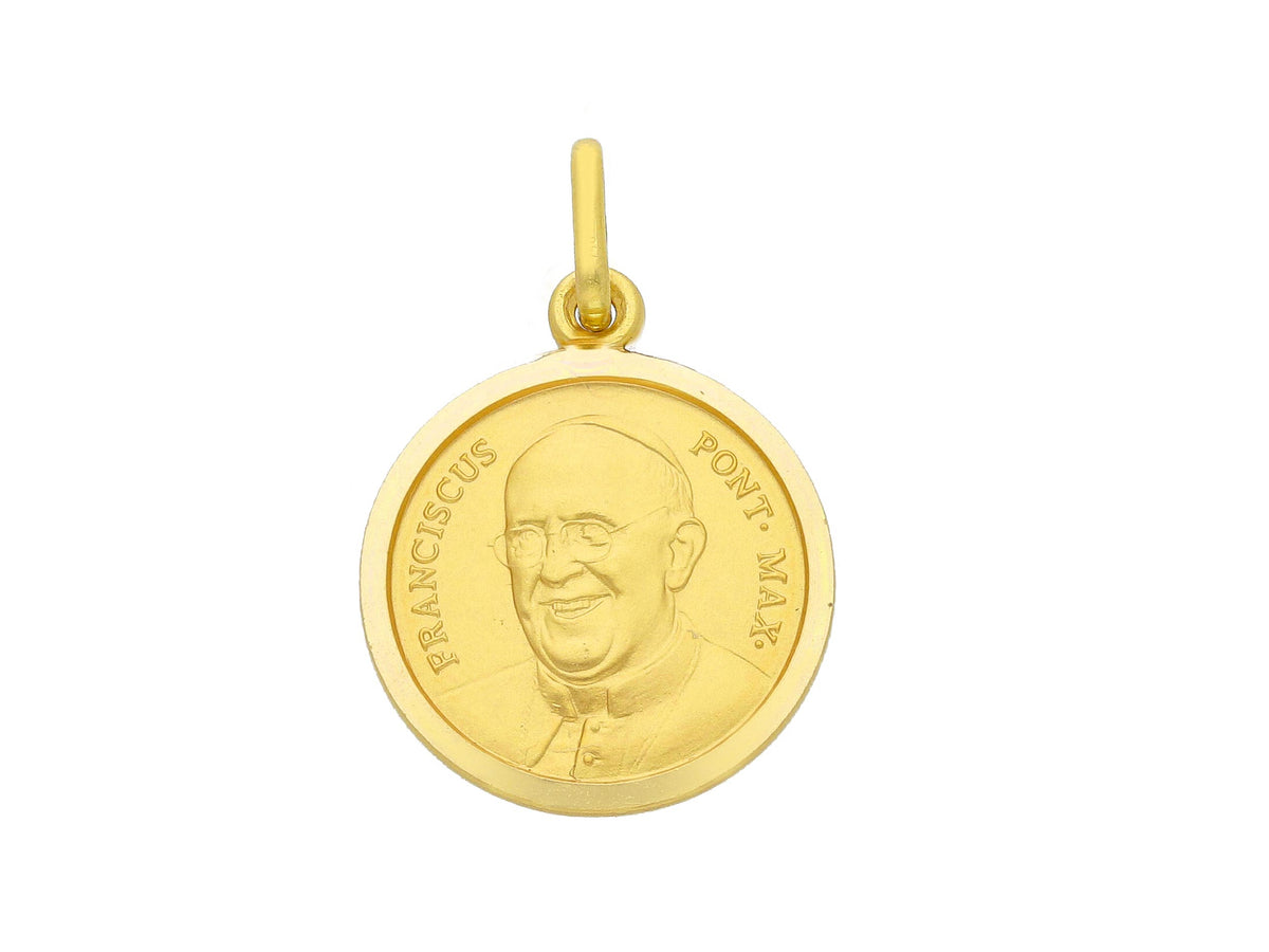 Pope Francis medal in 18kt yellow gold mm. 17