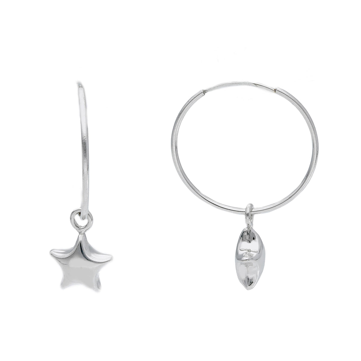 Maiocchi Gold Hoop Earrings with Star in 18kt White Gold